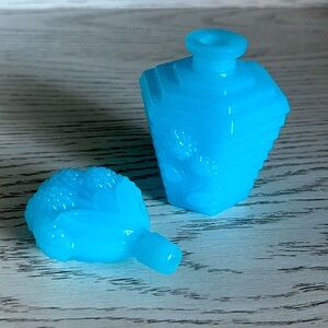 Blue Milk Glass Perfume Decanter with Stopper